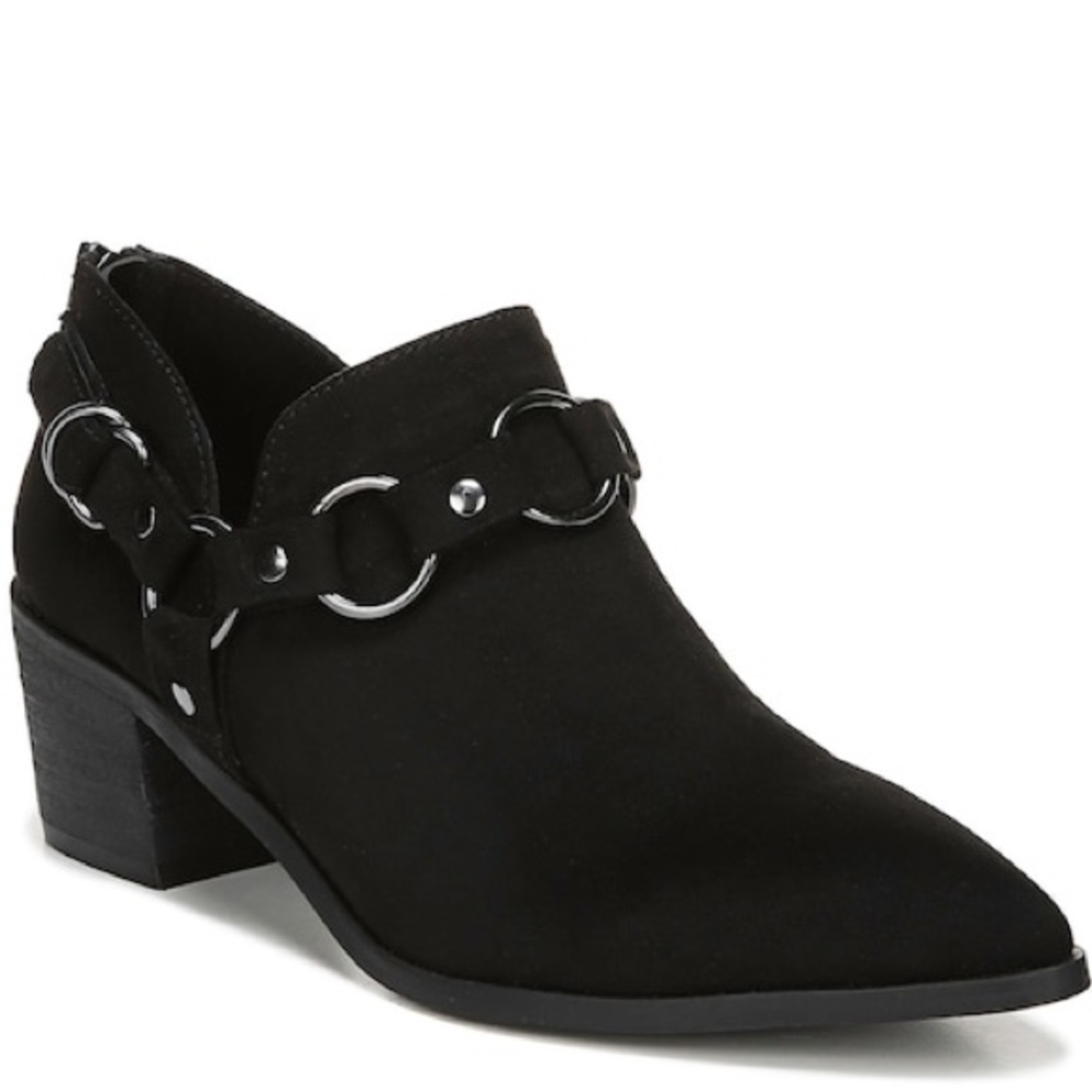 Carlos by Carlos Santana Pointer Toe Block Heel Ankle Booties Black Size 7